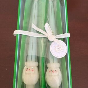 Anthropologie Santa Shaped Tapers - Green and White
